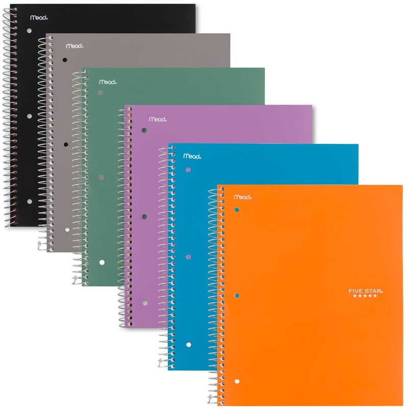 Five Star Spiral Notebook + Study App, 2 Subject, College Ruled, 8-1/2" x 11", 120 Sheets, Fights Ink Bleed, Purple, Orange, Green, Blue, Gray, Black, Color Will Vary, 1 Count (824230) - Image 2